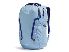 The North Face Vault Backpack - Backpack Bags : Steel Blue Dark Heather/Lapis Blue/TNF Black : The North Face Vault Backpack has the ideal durable construction, easy fit, and excellent organization to keep you ready for whatever comes your way! Adventure daypack made of durable polyester. Designed for a women-specific fit. Large main compartment fits books and binders. Comfortable, stitched foam back panel. Front secondary compartment with organization panel. Stretch pockets at sides for water b Blue The North Face Standard Backpack, Functional Blue The North Face Backpack, North Face Vault Backpack, Backpack Free, Lapis Blue, 7th Grade, School Backpack, North Face Backpack, Clean Girl