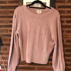 Cozy Sweater 94% Poly 4% Nylon 2% Spandex. Soft Rose Lavender Pink. Multi Ribbed. So Soft. Only Tried On Never Washed Or Worn. Casual Mauve Winter Tops, Balloon Sleeve Sweater, Rose Lavender, Lavender Pink, Soft Rose, Cozy Sweater, Rose Color, Sweater Sleeves, Cozy Sweaters