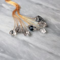 Herkimer Diamond Crystal Point Necklace Black by ShopClementine Herkimer Diamond Necklace, Crystal Point Necklace, Solitaire Diamond Pendant, Yellow Turquoise, Layered Jewelry, Rough Gemstone, Necklace Black, White Quartz, Herkimer Diamond