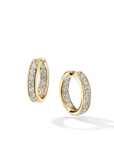 The Diamond Hoop – Cast Luxury Halo Diamond Earrings With Round Cut, Luxury Yellow Gold Halo Diamond Earrings, Luxury Halo Yellow Gold Diamond Earrings, Classic Huggie Earrings With Round Cut Pave Setting, Timeless Diamond Huggie Earrings, Everyday Luxury Classic Huggie Earrings With Single Cut Diamonds, Classic Small Hoop Jewelry With Channel Set, Luxury Diamond White Hoop Earrings With Channel Set, Timeless Diamond Huggie Earrings With Pave Setting