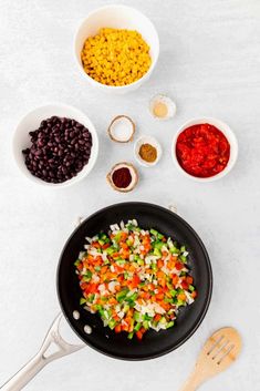 the ingredients to make mexican salad are in bowls