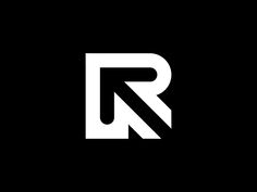 the letter r is made up of white letters on a black background, and it appears to be overlapping