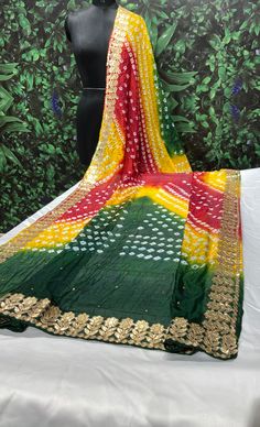 Dupatta Bandhej Dupatta, Bandhani Print, Fabric Silk, Vivid Colors, Color Pop, Care Instructions, Multi Color, Dry Clean, Texture