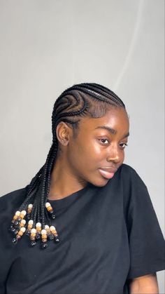 Feed In Braids Cornrows Natural Hair, Cornrows Braids On Natural Hair, Cainrow Braids For Black Women, Alicia Keys Braids With Beads, Feed In Stitch Braids Cornrows, All Back Weaving With Natural Hair, All Back Braid Styles, Short Feed In Braids, Weaving Hairstyles For Natural Hair