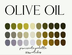 an image of olive oil with the words, procreate pelte swatches