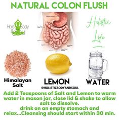 Natural Bowel Flush, How To Flush Out Your Bowels, Colon Flush, Water With Lemon, Detox Drinks Recipes, Home Health Remedies, Healthy Detox, Natural Detox, Colon Cleanse