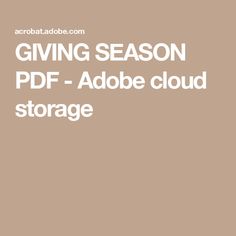 the text giving season pdf - adobe cloud storage is shown in white on a brown background