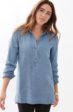 Chambray Tunic, Capsule Wardrobe Essentials, Over 60 Fashion, Rayon Shirt, 60 Fashion, Stitch Fix Stylist, Tunic Tank Tops, I Love Makeup, Fashion Tips For Women