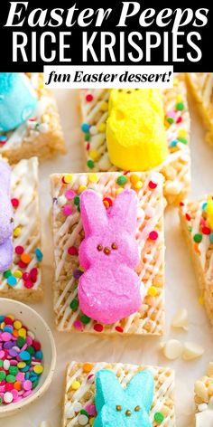 easter peeps rice krispies with sprinkles in the middle and on top