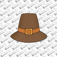 a brown hat on top of a white background with the word happy thanksgiving written across it