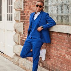 These royal blue dress pants were expertly crafted in Italy from fine Italian wool. They are slightly tapered for a classic dapper look. Details Fit and Size Shipping and Returns 100% Italian made wool Tropical weave fabric Deep pockets on the front and back Front closure with tab at the end Dark blue buttons on the front closure and back pockets Made in Italy Inseam 29.5 inches with 2.5 inches available in the hem for additional tailoring Dry clean only Tailored fit Subtly tapered in the leg Si Slate Blue Suit, Lavender Suit, Formal Dress Pants, Maroon Suit, Light Blue Suit, Royal Blue Suit, Plain White Shirt, Orange Suit, Black Oxford Shoes