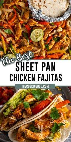 the best sheet pan chicken fajitas recipe is so easy and quick to make