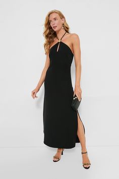 Black Halter Neck Hannah Maxi Dress Elegant Black Maxi Dress For Spring, Elegant Lined Maxi Dress For Brunch, Chic Lined Maxi Dress For Date Night, Chic Halter Neck Lined Maxi Dress, Chic Lined Halter Neck Maxi Dress, Elegant Halter Neck Maxi Dress For Brunch, Elegant Black Maxi Dress For Brunch, Black Halter Neck Maxi Dress For Brunch, Feminine Black Midi Dress For Date Night