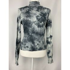 Planet Gold Juniors' Tie-Dye Mock Neck Top Black Size Large Top 100% Cotton. Trendy Acid Wash Tops For Winter, Long Sleeve Fitted Top In Washed Black, Fitted Long Sleeve Top In Washed Black, Washed Black Long Sleeve Fitted Top, Fitted Long Sleeve Washed Black Top, Washed Black Fitted Long Sleeve Top, Casual Acid Wash Fitted Tops, Fitted Acid Wash Tops For Fall, Casual Fitted Bleached Top