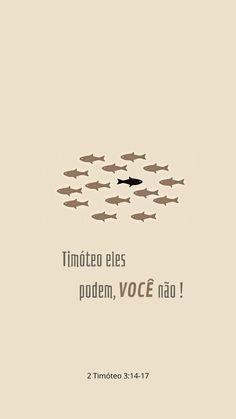 a group of fish swimming in the ocean with a quote above it that reads, timoteo eles podden, voce nao