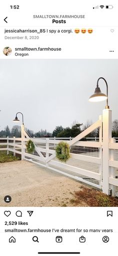 the instagram page on instagram com shows an image of a white fence with wreaths