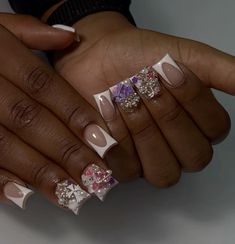 Colored Acrylic, 19th Birthday, Nail Sets, Short Acrylic Nails Designs, Birthday Nails, Square Acrylic Nails