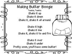 the making butter boogie poem is shown in black and white, with an image of a jar