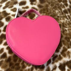 Hot Pink Brand New With Tags Heart Shaped Bag Strap Inside Pink Heart Purse, Pink Heart-shaped Bag For Everyday Use, Cheap Pink Heart-shaped Shoulder Bag, Pink Heart-shaped Evening Bag, Pink Heart-shaped Bag With Heart Print, Heart Shaped Bag, New Heart, Pink Brand, Heart Bag