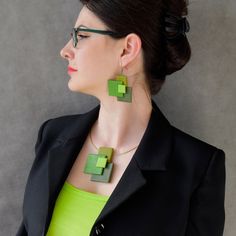 Buy Geometric Bloom, Short Necklace, Artistic Necklace, Geometric Composition, Contemporary Jewelry, Green Shades Jewelry Set, Fashion Collar Online in India - Etsy Modern Green Geometric Jewelry, Modern Green Necklace As Gift, Modern Green Necklace As A Gift, Modern Green Necklace For Gift, Geometric Composition, Art And Craft Videos, Green Shades, Acrylic Jewellery, Wedding Jewellery Necklace