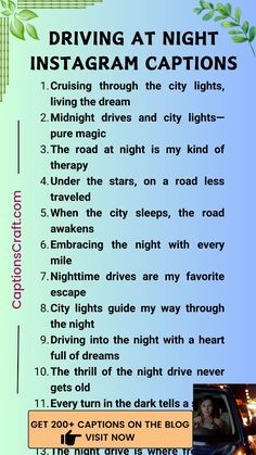 the instructions for driving at night instagram captions