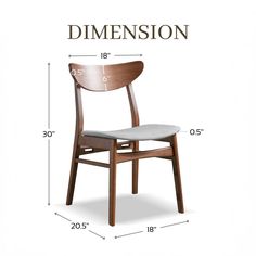 the side view of a wooden chair, with measurements for it's seat and back