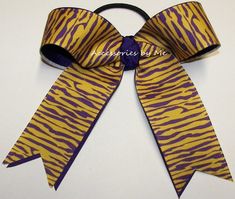 Tigers Cheer Bow, Purple Wild Cat Bow, Tiger Purple Gold Ponytail Holder, LSU Wild Cat Bow, Cougars Purple Softball Bow, Cats Volleyball Bow Lsu Tiger Girls, Cheer Ponytail, Cheerleader Bows, Cheerleader Hair, Softball Hair Bows, Volleyball Bows, Dance Bows, Softball Bow, Cheer Hair Bows