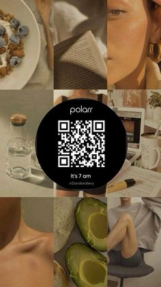 a collage of photos with qr - code for food and drink on them