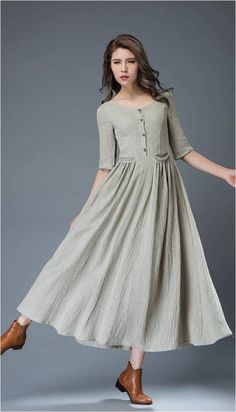 142 Ideas For Gorgeous Long Sleeve Maxi Dresses Casual https://femaline.com/2017/02/26/142-ideas-for-gorgeous-long-sleeve-maxi-dresses-casual/ Linen Dress Design, Flare Long Dress, Dress Design Ideas, Áo Blu, Yeezy Outfit, Linen Dress Women, Long Linen Dress, Stil Boho, Summer Linen Dresses