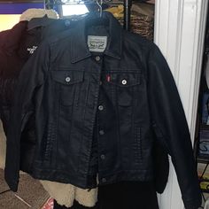 Vintage Style Levi’s Indigo Leather Jacket. Brand New Leather Jacket Levis, Levi’s Leather Jacket, Levi's Black Winter Biker Jacket, Levi's Biker Leather Jacket, Levi's Long Sleeve Leather Jacket With Zipper Closure, Levis Jacket, Jackets & Coats, Jackets For Women, Leather Jacket