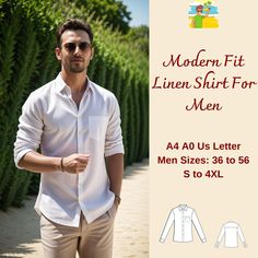 the modern fit linen shirt for men is available in four colors and sizes, including 3xl