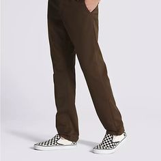 A Versatile Chino Pant That Delivers Style And Functionality, The Authentic Chino Slim Pant Lets You Stop Worrying About Your Gear And Focus On Your Skating. This Slim Fit Chino Pant Features Front Hand Pockets With Coin Pocket, Rear Welt Pockets With Button Closures, And Embroidered 'Drop V' Bartacks For Reinforcement With A Heritage Twist, Checkerboard Twill Taping On The Internal Fly Facing, And The Flag Label Sewn Into The Hem For Added Branding When Legs Are Cuffed. Tailored Casual Long Pants, Tailored Full-length Casual Bottoms, Casual Tailored Full Length Bottoms, Casual Tailored Dress Pants With Straight Cut, Casual Tailored Straight Dress Pants, Casual Tailored Pants With Straight Leg, Casual Tailored Straight Leg Pants, Casual Tailored Tapered Leg Dress Pants, Casual Straight Leg Tailored Pants