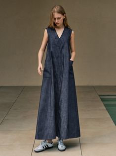 Designer fashion, Seoul-fully created | W Concept Fall Maxi, Big Pockets, Denim Color, 50 Fashion, Colored Denim, Dark Denim