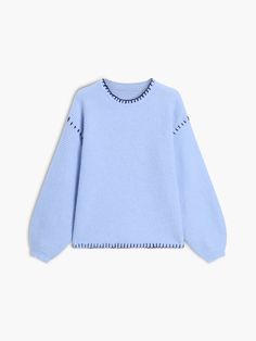 Baby Blue Pullover Sweater Coastal Granddaughter Clothes, California Fits, Aesthetic Pngs, Thrift List, Streetwear Spring, Baby Blue Sweater, Clothes Wishlist, Fit Clothes, Acrylic Design