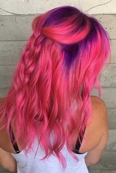 Perfect Summer Colors picture1 #beautyhair Hair Color Bright Colors, Hot Pink And Light Pink Hair, Pink Rainbow Hair, Pink Ombre Hair Short, Pink Gradient Hair, Colored Roots, Fashion Color Hair, Pink And Purple Hair, Bright Pink Hair