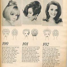 Roller Setting Pattern, 1960s Hairstyles, 1960 Hairstyles, Hair Rollers Tutorial, Vintage Hairstyle, Historical Hairstyles, Ball Hair, 1960s Hair