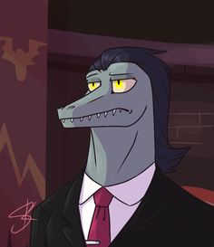 a cartoon image of a man in a suit and tie with an evil looking face