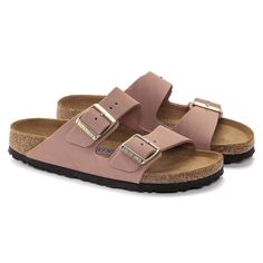 Arizona Nubuck Leather Birkenstock Styles, Birkenstock Sandals Arizona, Two Strap Sandals, Birkenstock Women, Calf Muscles, Birkenstock Sandals, Old Rose, Casual Athletic, Eva Sole