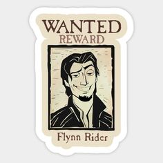 a sticker that says wanted reward with a man's face in the center