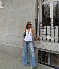 Denim Palazzo, Zara Top, Outfit Look, Basic Outfits, Spring Summer Outfits, Fashion Killa, Outfits Casuales, Everyday Style, Zara Tops