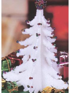 a white christmas tree made out of legos