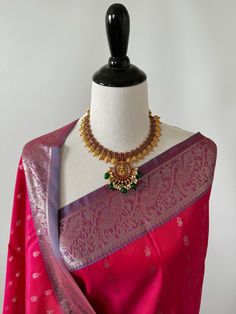 Kanchipuram pure silk saree | Silver Zari | Pink | Handwoven | Ships f Dull Purple, Blue Border, Beautiful Saree, Cloth Bags