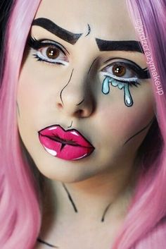 Halloween Make-up Looks, Makeup Scary, Pop Art Makeup, Halloween Makeup Ideas, Halloween Makeup Pretty, Pretty Halloween, Makeup Hacks