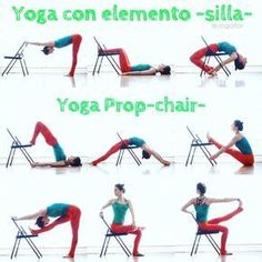 a woman doing yoga exercises on a chair