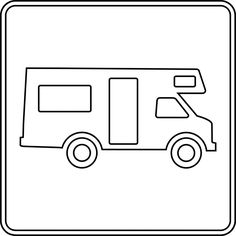 a black and white sign with a truck on it