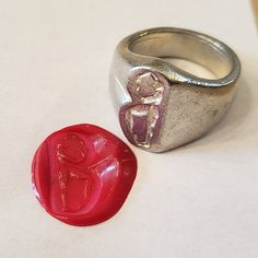 This signet ring is cast in lead-free pewter. The ring size when cast is 7.5. The sealing image is a figure posing in the shape of the letter B.       This is part of a series of signet rings I am making cast from lead-free pewter. Each master ring is hand sculpted to give a unique, rustic style, multi-dimensional relief image when used as a stamp to seal, with sealing wax. Vintage Hand Cast Signet Ring As Gift, Vintage Signet Ring With Lost Wax Casting As Gift, Ancient Egypt Fashion, B Letter, Pewter Ring, The Letter B, Seal Wax, Ivory Gown, Handmade Silver Ring