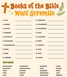 the book of the bible word scramble is an excellent way to learn how to use it