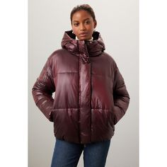 Burgundy puffer (100% Nylon). Coat. Long Sleeve. Front zip closure. 23" shoulder to hemline. Imported. Outdoor Duck Down Puffer Jacket With Zipper, Fall Puffer Jacket With Padded Collar, Duck Down Puffer Outerwear For Fall, Duck Down Outerwear With Detachable Hood For Fall, Down Puffer Outerwear For Cold Weather, Down Puffer Jacket With Zipper For Cold Weather, Down Puffer Jacket With Zipper Closure For Cold Weather, Cold Weather Down Puffer Jacket With Zipper Closure, Cold Weather Down Puffer Outerwear