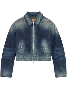 blue cotton washed denim padded design long sleeves front zip fastening two side slit pockets buttoned cuffs embroidered logo at the sleeve Diesel Denim Jacket, Diesel Jacket, Diesel Denim, Embroidered Denim Jacket, City Dress, Embroidered Denim, Washed Denim, Fashion Icon, Summer Beach Wear