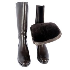 Le Pepe Nappa Brown Mid Calf Boots With Shearling Fur Item Code: B506-467 Color: Brown Detail: Double Zipper, Runs Small Buy One Size Up Lining: Shearling Fur Sole: Leather Sole With Non-Slip Rubber Heel Height: 1.5 Inches, Heel To Top 12.5 Inches, Top Shaft 6.5 Inches Wide Made In Italy Classic Boots With Sheepskin And Suede Lining, Classic Sheepskin Boots With Suede Lining, Luxury Sheepskin Round Toe Boots, Luxury Leather Boots With Faux Fur Lining, Classic Shearling Boots With Round Toe, Classic Sheepskin Boots For Fall, Round Toe Boots For Winter Galas, Winter Gala Boots With Round Toe, Elegant Boots With Faux Fur Lining